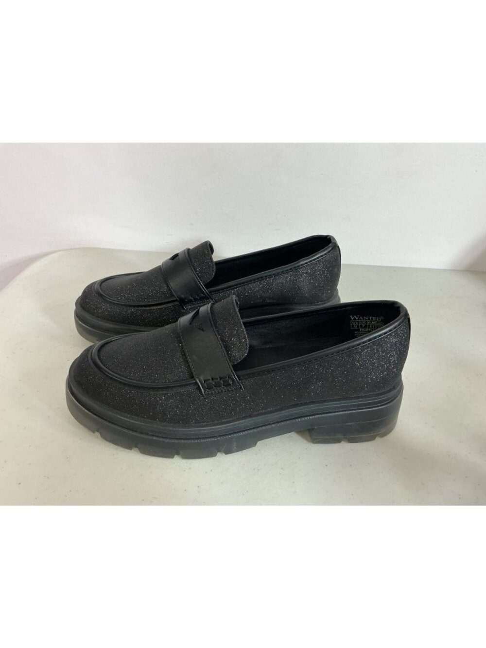 Wanted Shoes Loafers Chunky Heel Sparkly Womens 9